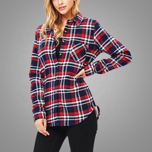 Latest Design Long Sleeve Plaid <strong>Women</strong> <strong>Shirts</strong> <strong>Flannel</strong> Hot Sell <strong>Women</strong> Blouse Fashion <strong>Shirt</strong> Ladies - Product Image 2