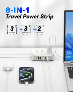 3 Outlet Extension Socket with 3 <b>USB</b>-<b>C</b> and 2 <b>USB</b>-A Ports 1.8m Cable White ABS Safety Design for Residential Use - Product Image 2