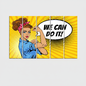 ภาพพิมพ์บนผ้าใบ "We Can Do It" สุดหรู: ภาพพิมพ์พลังผู้หญิง ชุดผ้าใบ 5 ชิ้น - Product Image 2