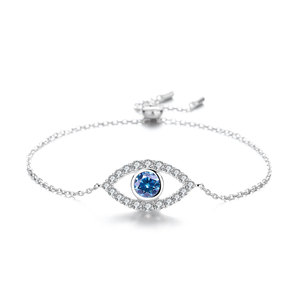 Fabrika toptan özel takı 925 ayar gümüş basit mavi nazar VVS Moissanite ayarlanabilir bilezik kadınlar için - Product Image 6