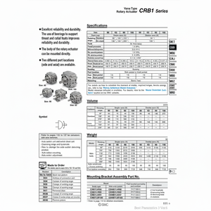 Pièces pneumatiques d'actionneur rotatif SMC Pneumatics CDRB1BW50-90D - Product Image 1