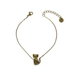 Pulsera de Moda con Dijes, Chapada en Oro, Acero Inoxidable 316L, Colgante de Gato, Joyería Sostenible y Resistente para Mujer - Product Image 1