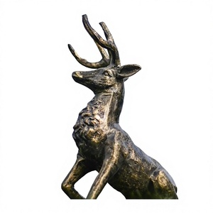 Antique <b>Bronze</b> Deer Statue Outdoor <b>Garden</b> Decoration Supplies Vintage Style Animal Sculpture Christmas Decoration For Home - Product Image 1