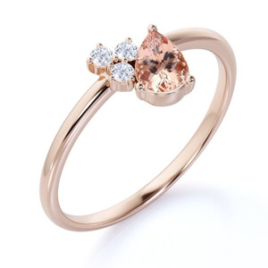 Bague de fiançailles en argent Sterling 925, en or Rose, en Morganite - Product Image 2