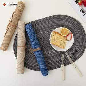 Modern Braided Oval Woven Eco-Friendly 3mm Thick Non-Slip Heat-Resistant Placemats Fabric <b>Coasters</b> for Kitchen Decor - Product Image 5