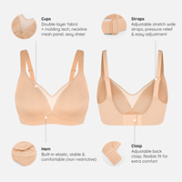 Sujetador de Copa Completa con Escote en V Profundo para Mujer, Tallas Grandes, Sin Costuras, Sin Forro, Cobertura Total, con Aros y Varillas Laterales, Venta al por Mayor, Éxito en Ventas en Amazon