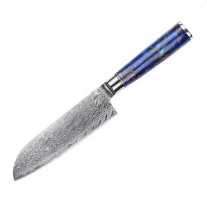 Ensemble de couteaux de cuisine à motif Damas, manche en résine bleue de luxe, couteaux de cuisine, cadeau pour les cuisiniers et les chefs à domicile - Product Image 6