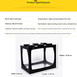 Mini aquarium transparent en plastique pour poissons Betta et poissons rouges, aquascape créatif de bureau - Product Image 3