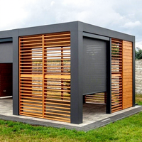 Gazebo de jardin extérieur à toit rigide avec finition thermolaquée anthracite et toit à lames bioclimatiques pour terrasse et espace de vie extérieur