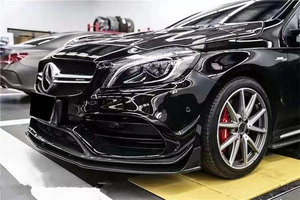 Nouvelle lèvre avant en fibre de carbone de style PAK W176 <span class=keywords><strong>AMG</strong></span> <span class=keywords><strong>A45</strong></span> avec découpes d'échappement pour Mercedes-Benz Classe 2016-2019, finition haute brillance, à visser - Product Image 6