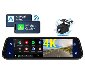 Xe DVR 4k 12 inch gương Carplay & Android Auto không dây Miracast ống kính kép 1080p Video Recorder Wifi kết nối GPS navigation - Product Image 1