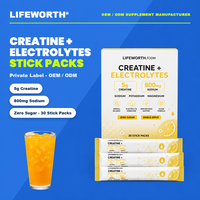 LIFEWORTH Creatina Electrolitos en Sobres, Sodio 800mg, Potasio 300mg, Fórmula Personalizada, Fabricación por Contrato, GMP, HACCP, 5g