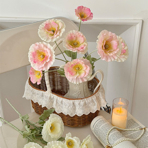Pavots artificiels en soie, haute simulation, réutilisables, pour décoration de mariage, arrangement de table à la maison, accessoires photo - Product Image 1