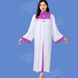2024 vestido de coro de iglesia de manga larga Mujer ropa de canto batas de coro gratis - Product Image 3