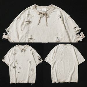 T-shirt décontracté vintage à manches courtes pour homme, style streetwear personnalisé, coupe épaules tombantes, 100 % coton tricoté - Product Image 2