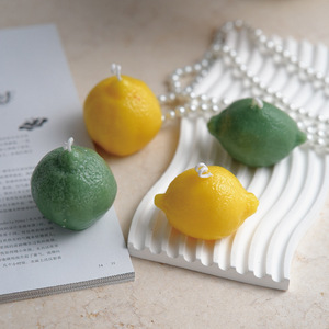 3D Simulation Lemon Shaped Scented Soy Wax Candle Fruit Figurine Aromatherapy Candle Home <b>Table</b> Decor Gift - Product Image 1