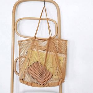 Sac à bandoulière pliable en maille pour femme, sac de plage portable en maille pour pique-nique et vacances, vente chaude - Product Image 3