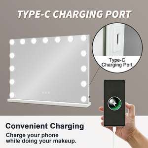 Star <strong>Light</strong> <strong>Mirror</strong> with Phone Charging, 15 LED Bulbs Holly Wood <strong>Mirror</strong> Desktop Smart Glass Rectangular <strong>Vanity</strong> <strong>Mirror</strong> Espejo - Product Image 3
