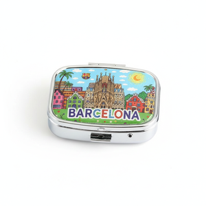 Wholesale Custom Logo Metal Barcelona Tourist Souvenir Promotional Pill Boxes
