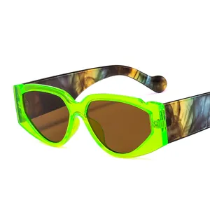 خمر الرجعية القط العين نظارات شمسية القديمة أزياء ليوبارد الأخضر مصمم النظارات الشمسية الماركات الشهيرة النساء ظلال 2022