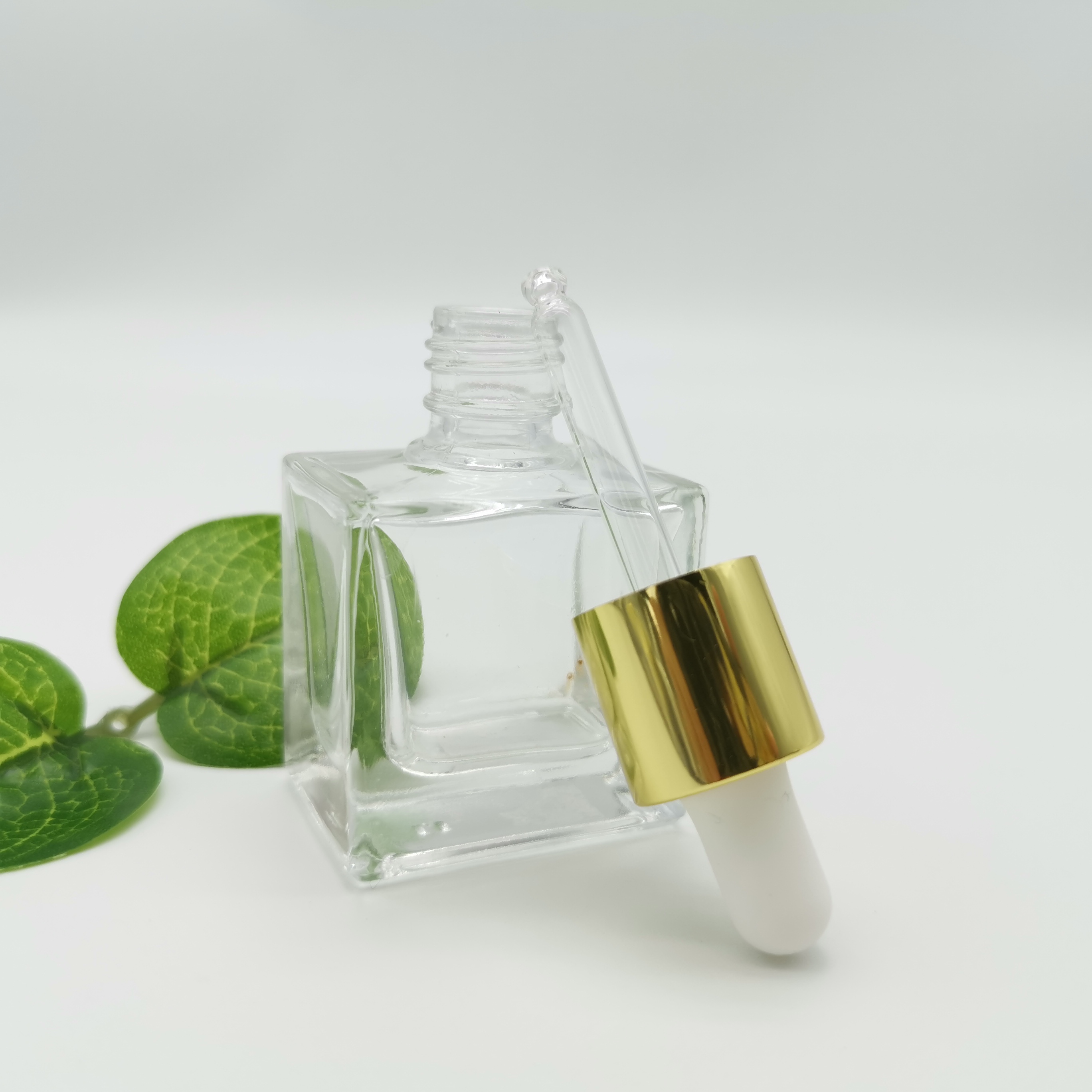 30 Ml 35 Ml Essential Oil Container Glass Flat Shoulder Transparent Dropper Bottle