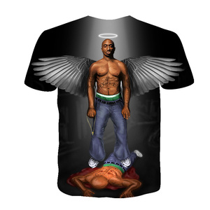 <span class=keywords><strong>Tupac</strong></span> Magliette con carattere stampato in 3D da uomo a manica corta stile Hip Hop in nero taglie da S a 6XL in poliestere/cotone - Product Image 3