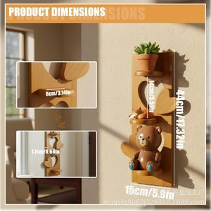 Wooden <b>Wall</b> <b>Mounted</b> Storage Rack 3 Tier Heart Shape <b>Shelf</b> For Bedroom Living Room Plant Corner Display - Product Image 4