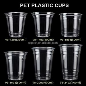 CJF Manufacturer Custom Logo Silk Screen Printed <b>Plastic</b> PET <b>Cups</b> Sipping Lids Clear Bowls 12oz-32oz Sizes for Tea Coffee Juice - Product Image 4
