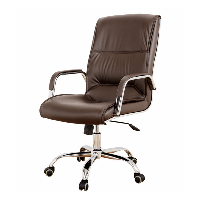 Style moderne En Cuir Synthétique Marron Matériel Roi PDG Chaises De Bureau avec Accoudoir Fixe