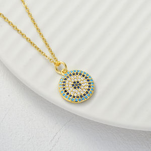 Kalung mata Turki terlaris liontin perhiasan 925 perak murni biru pirus zirkon mata jahat kalung untuk wanita - Product Image 4