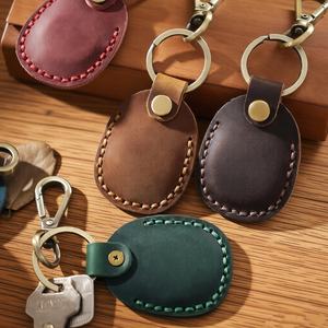 Étui porte-clés anti-chute en <span class=keywords><strong>cuir</strong></span> pleine fleur véritable avec logo personnalisé, résistant aux rayures, pour traceur GPS et localisateur de clés - Product Image 1