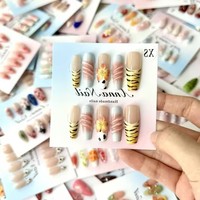 10 pièces de faux ongles faits main, personnalisables, en gros, avec étiquette privée, style French Press, en acrylique de haute qualité pour application sur les doigts