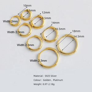 <span class=keywords><strong>Orecchini</strong></span> di Alta Gioielleria Minimalisti <span class=keywords><strong>Piccoli</strong></span> 6mm-20mm Placcati in Oro 18k per Cartilagine in <span class=keywords><strong>Argento</strong></span> Sterling 925 <span class=keywords><strong>a</strong></span> <span class=keywords><strong>Cerchio</strong></span> Huggies - Product Image 3