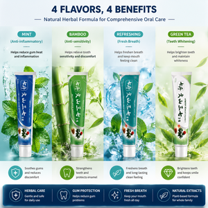 Fabricant de <span class=keywords><strong>dentifrice</strong></span> naturel à base de plantes sous marque privée, <span class=keywords><strong>dentifrice</strong></span> à l'extrait de Sanqi pour la protection des gencives, soin des dents, haleine fraîche, OEM ODM - Product Image 2
