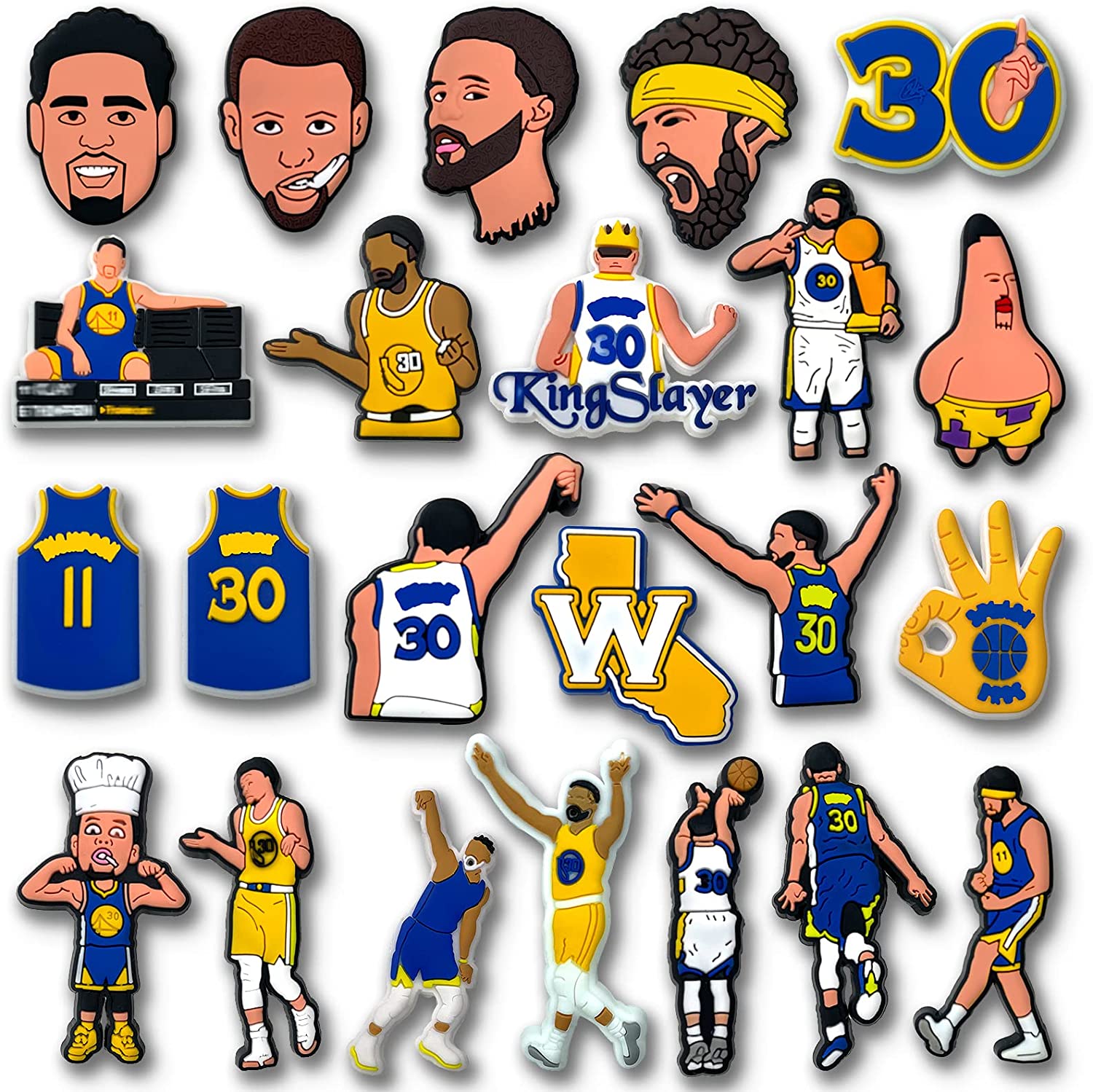 Изготовленный На Заказ 23 шт. набор с рисунком «крокодил» Подвески Баскетбол Чемпион Стефен Карри Клэй воины ПВХ спортивной команды подвески для обуви для маленьких мальчиков небольшие подарки для гостей вечеринки