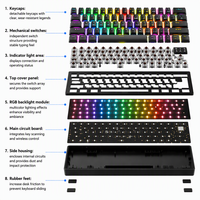 Clavier de jeu mécanique à 61 touches, trois modes, rétroéclairage RVB, sans fil, filaire, USB Type-C, pour bureau