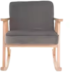 Fauteuil à bascule en tissu velours à motifs naturels, style méditerranéen, structure en bois de caoutchouc pour chambre et salon - Product Image 2
