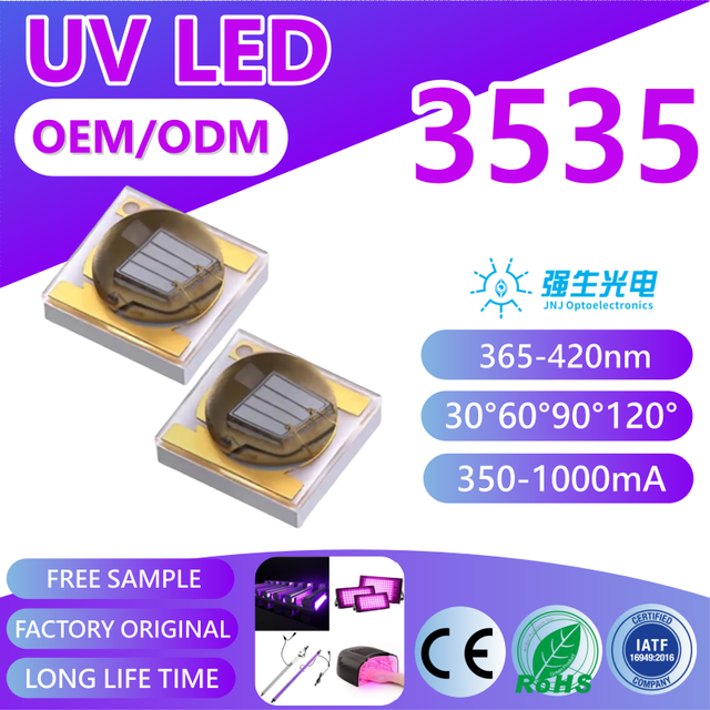 JNJ Custom Design 1W UV LED SMD Module Epiled Chip With 365nm 370nm 375nm 3535 for Purple Emitting UV Curing System Epistar Chip