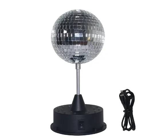 Colorful Disco Small Mirror Ball High Quality Automatic Hanging Rotating LED Five Inches Hanging Mirror Ball with Sound-Motor