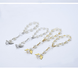 Bracelet chapelet Ailes d'Ange avec perles et roses, cadeau de mariage, bijoux en alliage de zinc - Product Image 4