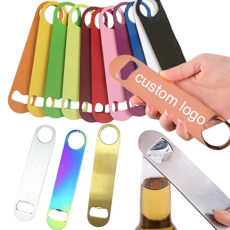 Custom Logo Spray Painting Stainless Steel Aluminum Blank Sublimation Metal Beer Bottle Openers