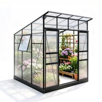Serre en aluminium autoportante 190x190x216cm avec double porte coulissante et aération de toit