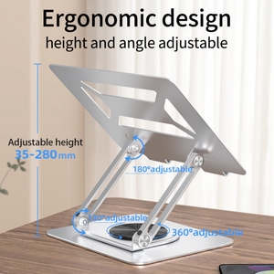 Support pour ordinateur portable ergonomique en aluminium <span class=keywords><strong>de</strong></span> qualité supérieure, réglable et pliable, pour MacBook, bureau, jeux - Product Image 3