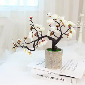 silk peach flower artificial flower bonsai for decoration