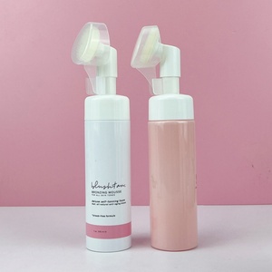 Cosmetic Facial Cleanser Mousse White Plastic PET Liquid Soap Foam <b>Pump</b> <b>Bottle</b> With Silicone Brush 100ml 120ml 150ml 200ml - Product Image 4