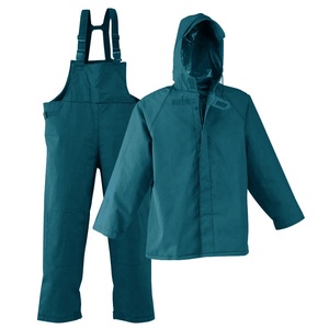 Chubasquero de poliéster impermeable personalizado barato, <span class=keywords><strong>traje</strong></span> de lluvia de pescador para pesca, trabajo, senderismo, incluyendo chaqueta y pantalones con pechera - Product Image 1