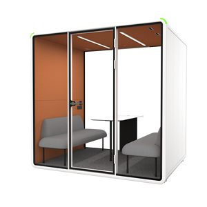 Cabine de bureau moderne pour 4 personnes, insonorisée, mobile et ventilée, pour discussions d'équipe et conférences privées - Product Image 2