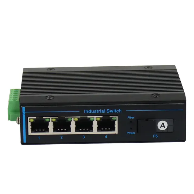Hot Selling Industrial SFP To RJ45 Ethernet Media Converter 1000Mbps 4 Network Port 1 SFP DIN Rail Optical Fiber Transceiver