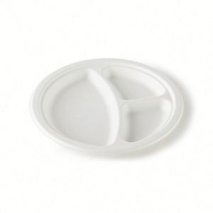 Assiettes jetables biodégradables en bagasse de canne à sucre, rondes, blanches, pour fêtes, 9''/10''/12'', logo personnalisé disponible - Product Image 4