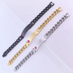 Gelang Pria Model Borgol Baja Anti Karat Lapis Emas, Tahan Air, Anti Kusam, Ukiran Klasik, Cocok untuk Hadiah Ulang Tahun, Laris Manis - Product Image 4